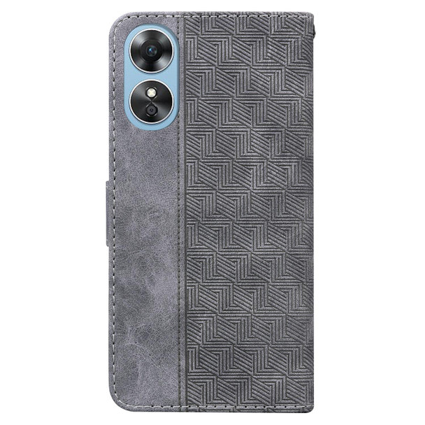 For OPPO A17 Geometric Embossed Flip Leatherette Phone Case(Grey)
