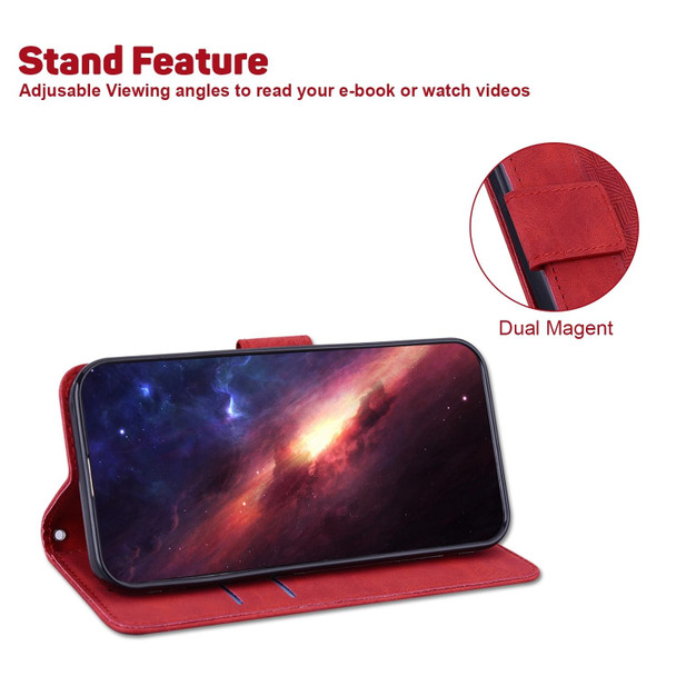 For Tecno Pop 6 Fingerprint Geometric Embossed Flip Leatherette Phone Case(Red)