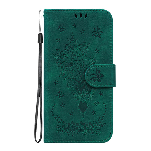 For Xiaomi Redmi A1+ Butterfly Rose Embossed Leather Phone Case(Green)