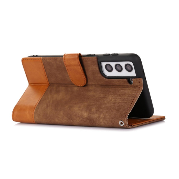 For Samsung Galaxy S21+ 5G Splicing Leatherette Phone Case(Brown)