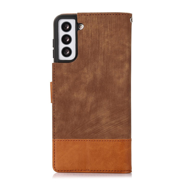 For Samsung Galaxy S21+ 5G Splicing Leatherette Phone Case(Brown)