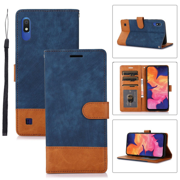 For Samsung Galaxy A10 / M10 Splicing Leatherette Phone Case(Dark Blue)