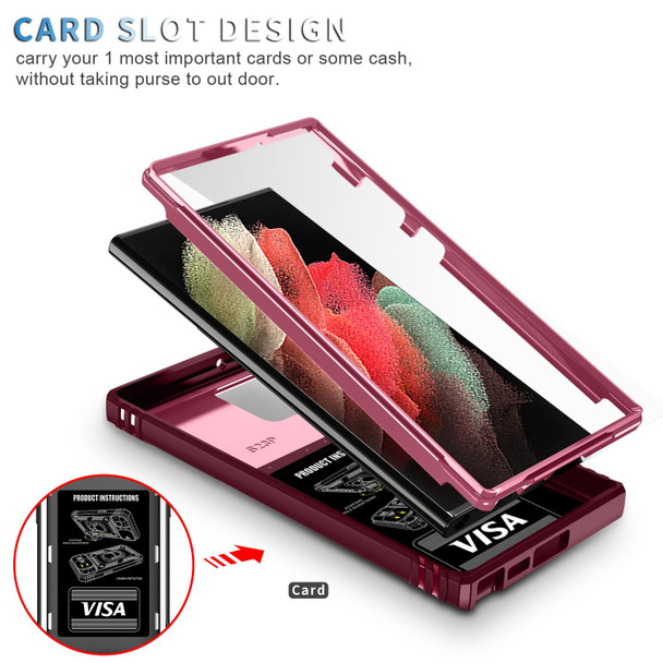 For Samsung Galaxy S23 Ultra 5G Sliding Camera Cover TPU + PC Phone Case(Pink+Red)