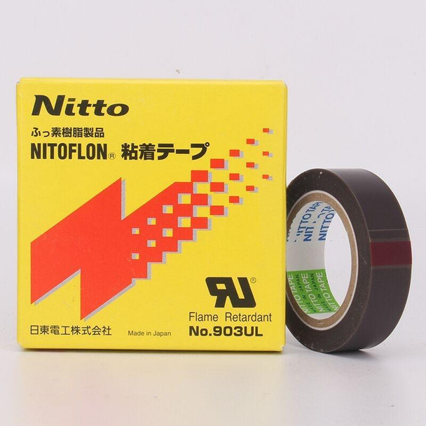 NO.903UL 0.08mm Thickness NITTO DENKO Teflon High Temperature Tape for Sealing Machine , Size: 10m x 38mm