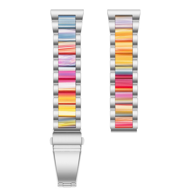 For Galaxy Watch 4 40 / 44mm Interbead Resin Metal Watch Band(Silver Rainbow)