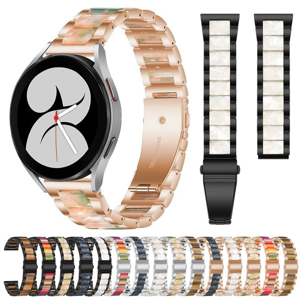 For Galaxy Watch 4 40 / 44mm Interbead Resin Metal Watch Band(Silver Rainbow)