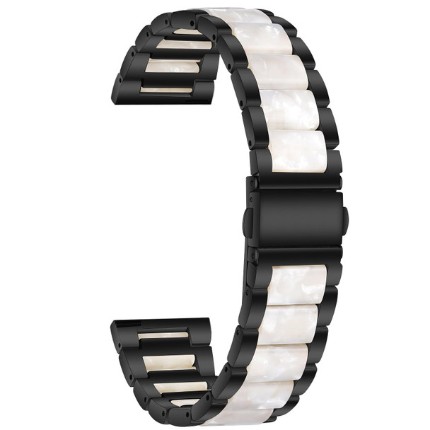 For Galaxy Watch 4 40 / 44mm Interbead Resin Metal Watch Band(Black White)