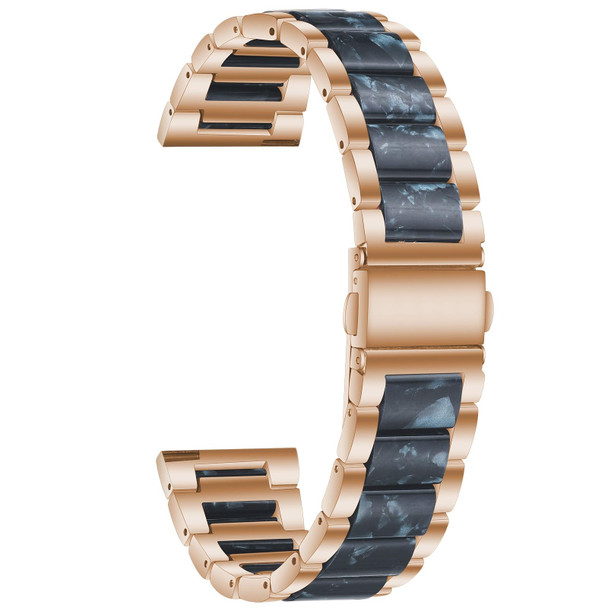 For Galaxy Watch 4 40 / 44mm Interbead Resin Metal Watch Band(Rose Gold Blue)