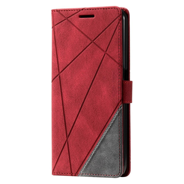 For OPPO A57 2022 Skin Feel Splicing Leatherette Phone Case(Red)