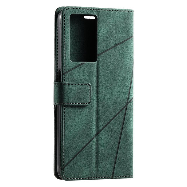 For OPPO A57 2022 Skin Feel Splicing Leatherette Phone Case(Green)