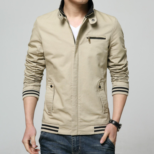 8803 Men Jacket Casual Coat, Size: XL(Light khaki)