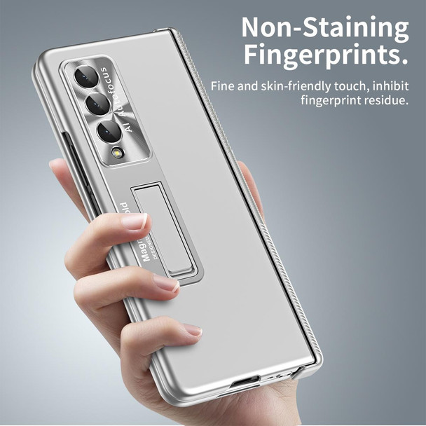 For Samsung Galaxy Z Fold3 5G Electroplating Corrugated Hinge Folding Phone Case(Silver)