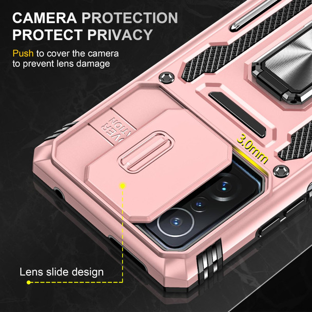 For Xiaomi 11T Armor PC + TPU Camera Shield Phone Case(Rose Gold)