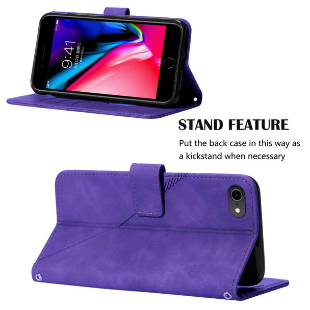 Crossbody 3D Embossed Flip Leatherette Phone Case - iPhone SE 2022 / SE 2020 / 8 / 7(Purple)