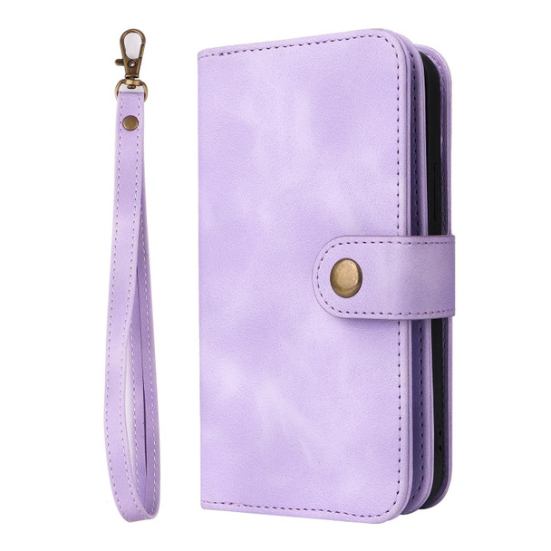 For Samsung Galaxy S20 FE Multifunctional Card Slot Zipper Wallet Leatherette Phone Case(Purple)