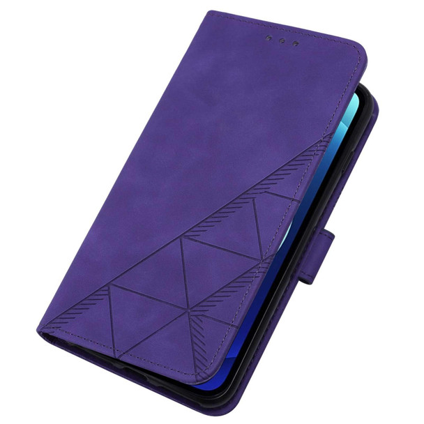 Crossbody 3D Embossed Flip Leatherette Phone Case - iPhone 12 mini(Purple)