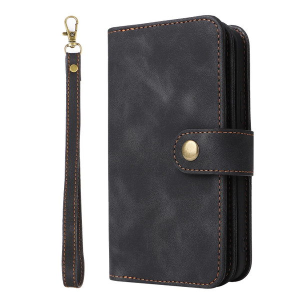 For iPhone SE 2022 / SE 2020 / 8 / 7 Multifunctional Card Slot Zipper Wallet Leatherette Phone Case(Black)