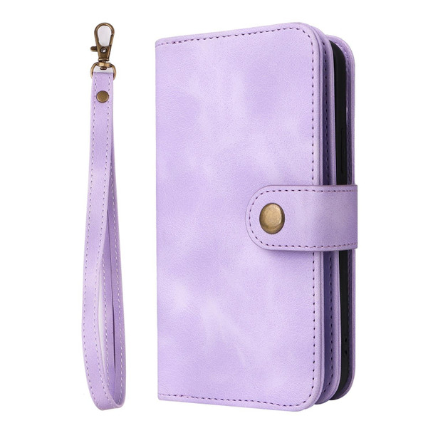 For Google Pixel 6 Pro Multifunctional Card Slot Zipper Wallet Leatherette Phone Case(Purple)