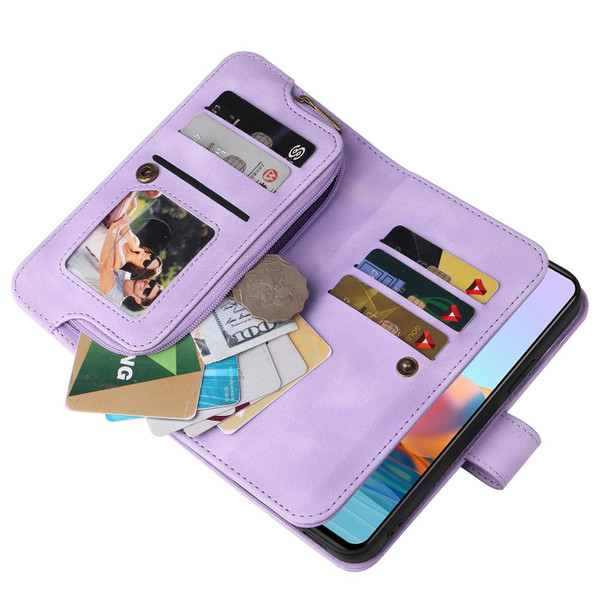 For Xiaomi Redmi Note 10 Pro 4G Multifunctional Card Slot Zipper Wallet Leather Phone Case(Purple)