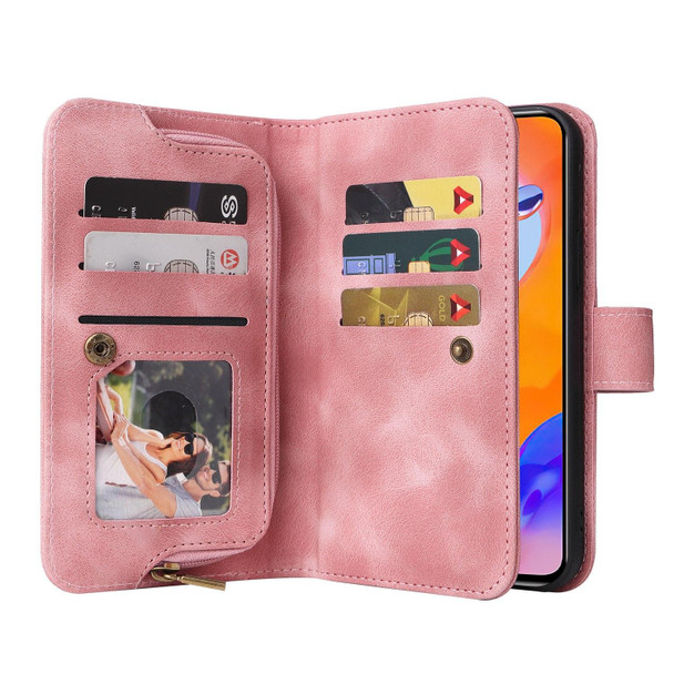 For Xiaomi Redmi Note 11 Pro Global Multifunctional Card Slot Zipper Wallet Leather Phone Case(Rose Gold)