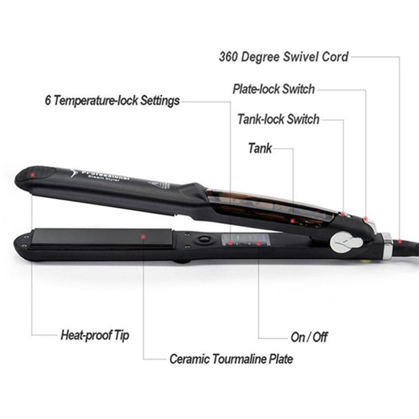 Steam Spray Electric Splint Hair Straightener with Plastic Bottle , EU Plug