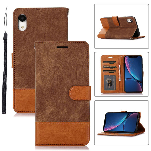 For iPhone XR Splicing Leatherette Phone Case(Brown)