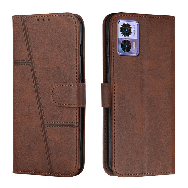 For Motorola Edge 30 Neo / Edge 30 Lite Stitching Calf Texture Buckle Leatherette Phone Case(Brown)
