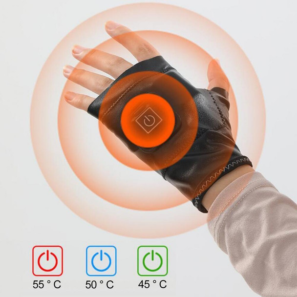 1 Pair Adjustable Temperature Rechargeable Intelligent Electric Heating Gloves Half Finger Gloves, Size: L(Black)