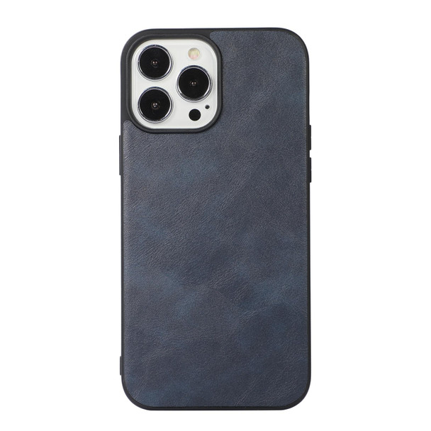Cowhide Texture PU Phone Case - iPhone 12 / 12 Pro(Blue)