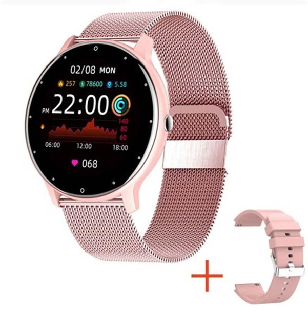 BW0223 Heart Rate/Blood Oxygen/Blood Pressure Monitoring Bluetooth Smart Calling Watch, Color: Mesh Pink