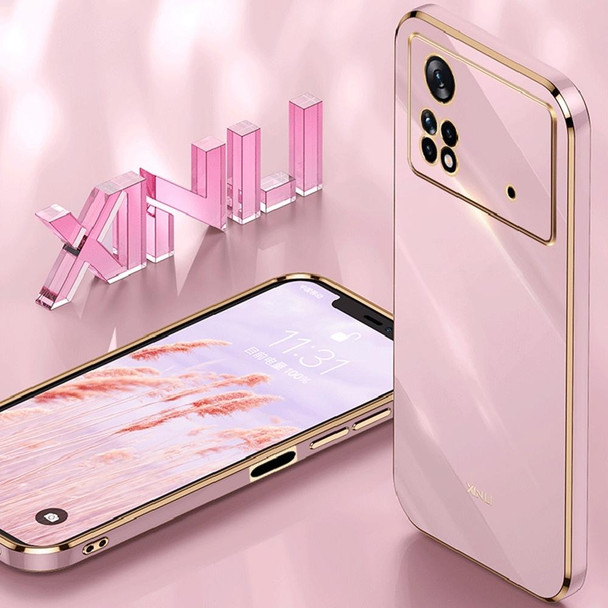 For Xiaomi Poco M4 Pro XINLI Straight Edge 6D Electroplate TPU Phone Case(Cherry Purple)