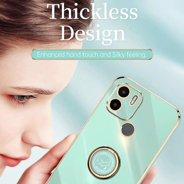 For Xiaomi Redmi A1+ XINLI Straight Edge 6D Electroplate TPU Phone Case with Ring Holder(Mint Green)