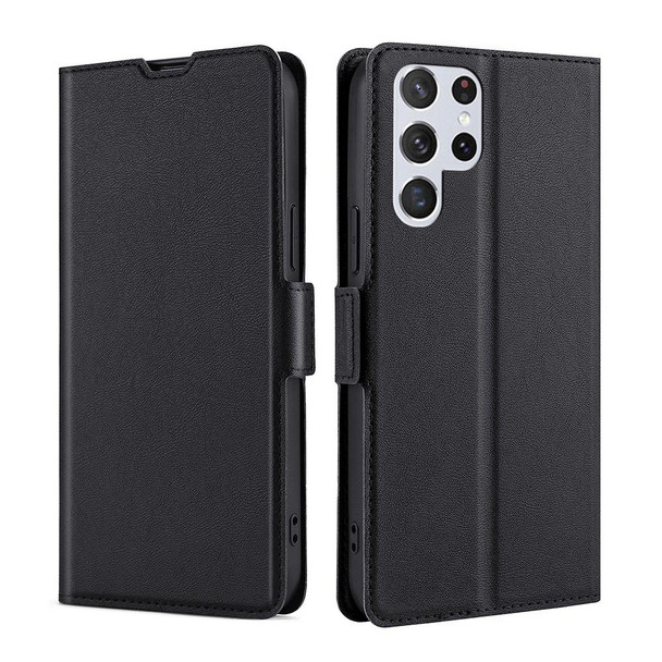 For Samsung Galaxy S23 Ultra Ultra-thin Voltage Side Buckle Horizontal Flip Leatherette Phone Case(Black)