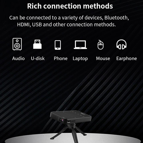 S90 DLP Android 9.0 1GB+8GB 4K Mini WiFi Smart Projector, Power Plug:AU Plug(Black)
