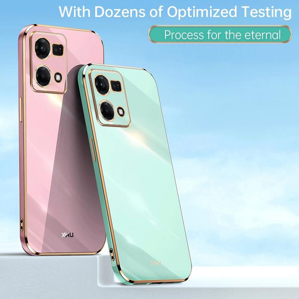 For OPPO Reno7 4G Global XINLI Straight 6D Plating Gold Edge TPU Phone Case(Mint Green)