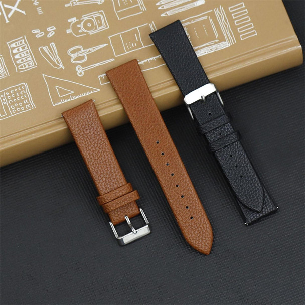 22mm For Samsung Galaxy Watch5 40mm / 44mm Litchi Texture Leatherette Watch Band(Dark Grey)