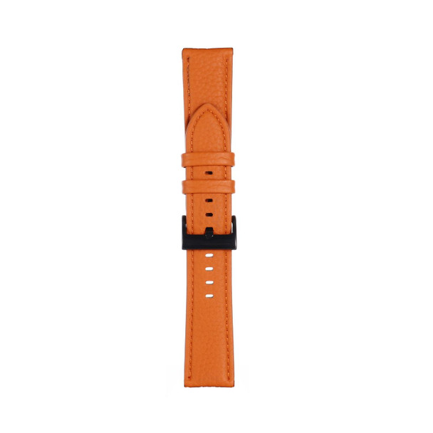 22mm For Samsung Galaxy Watch5 40mm / 44mm Litchi Texture Leatherette Watch Band(Orange)