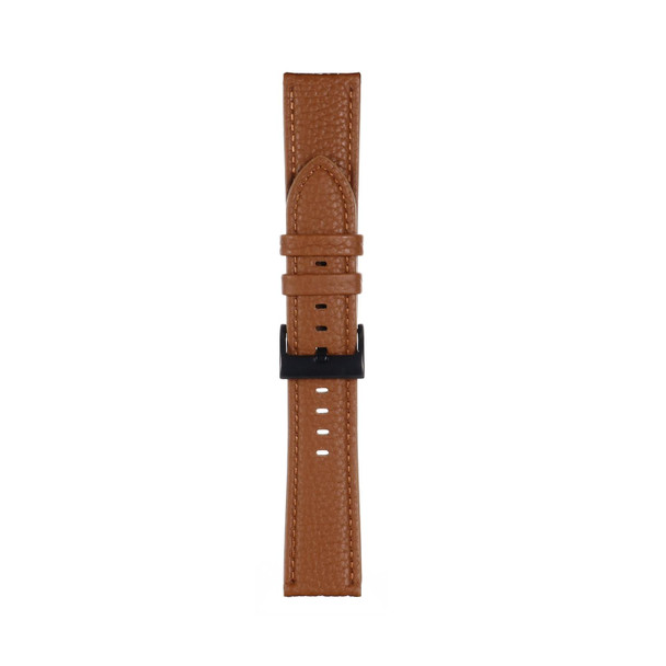 22mm For Samsung Galaxy Watch5 40mm / 44mm Litchi Texture Leatherette Watch Band(Dark Brown)