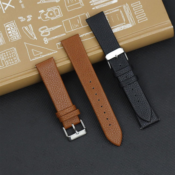 22mm For Samsung Galaxy Watch5 40mm / 44mm Litchi Texture Leatherette Watch Band(Dark Brown)