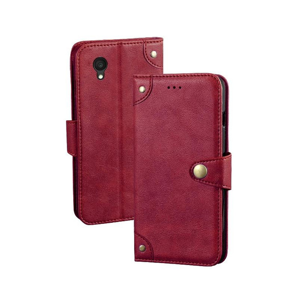 For Alcatel 1 Ultra idewei Retro Texture Leatherette Phone Case(Red)