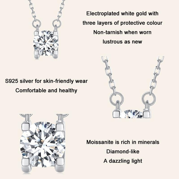 MSN005 Sterling Silver S925 Sparkling Moissanite Pendant White Gold Plated Necklace