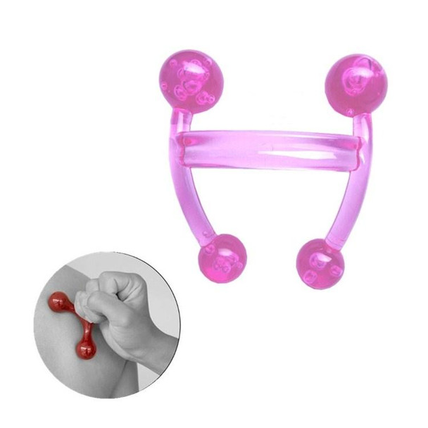 Frog Type Massager Manual Balance Four Ball Massager Waist Massage Ball, Color:H-shaped Light Pink