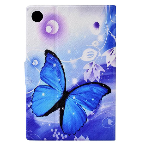 For Lenovo M10 Plus Electric Pressed TPU Smart Leatherette Tablet Case(Blue Butterfly)