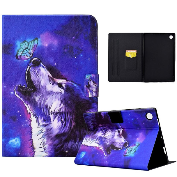 For Samsung Galaxy Tab A8 10.5 2021 / A8 2022 Electric Pressed TPU Smart Leatherette Tablet Case(Butterfly Wolf)