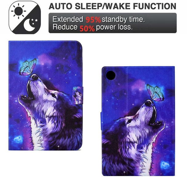 For Samsung Galaxy Tab A8 10.5 2021 / A8 2022 Electric Pressed TPU Smart Leatherette Tablet Case(Butterfly Wolf)