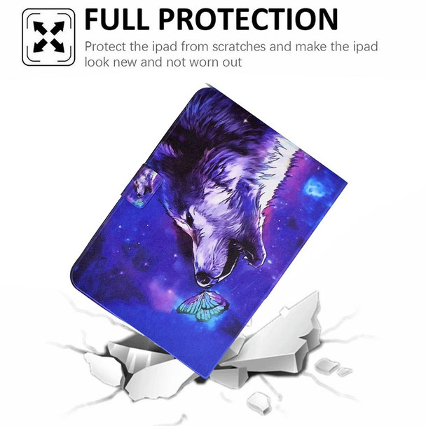 For Lenovo Tab M10 Plus 3rd Gen Electric Pressed TPU Smart Leatherette Tablet Case(Butterfly Wolf)