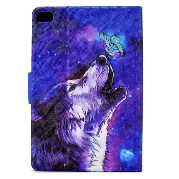 For iPad mini 5 / 4 / 3 / 2 / 1 Electric Pressed TPU Smart Leatherette Tablet Case(Butterfly Wolf)