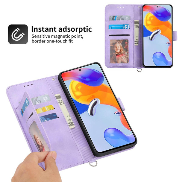 For Realme 10 4G Skin-feel Flowers Embossed Wallet Leatherette Phone Case(Purple)