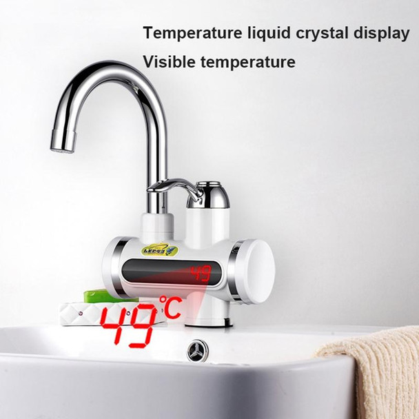 220V Kitchen Tankless Water Heater Instant Electric Faucet Electric Heater Tap with Temperature Display(Water from side)