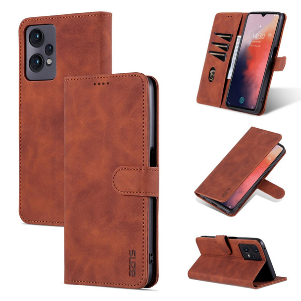 AZNS Skin Feel Calf Texture Flip Leatherette Phone Case for OPPO K10x 5G / Realme 9 Pro / Realme Q5 / OnePlus Nord CE 2 Lite 5G(Brown)